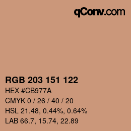 Color code: RGB 203 151 122 | qconv.com
