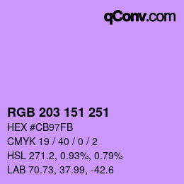 Color code: RGB 203 151 251 | qconv.com