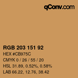 Color code: RGB 203 151 92 | qconv.com