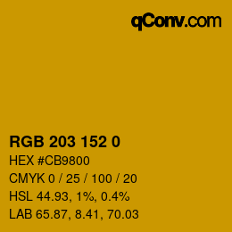 Color code: RGB 203 152 0 | qconv.com