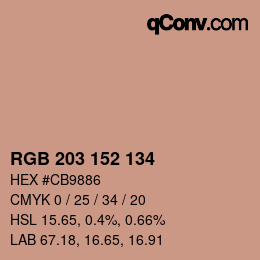 Color code: RGB 203 152 134 | qconv.com