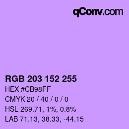 Color code: RGB 203 152 255 | qconv.com