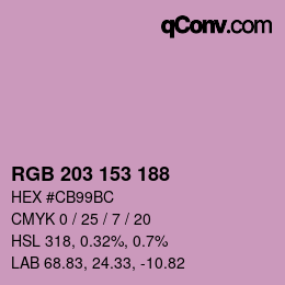 Color code: RGB 203 153 188 | qconv.com