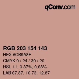 Color code: RGB 203 154 143 | qconv.com