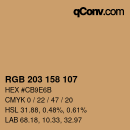 Color code: RGB 203 158 107 | qconv.com