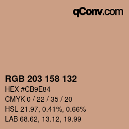 Color code: RGB 203 158 132 | qconv.com