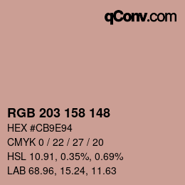 Color code: RGB 203 158 148 | qconv.com