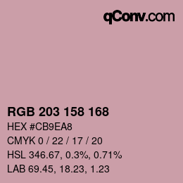 カラーコード: RGB 203 158 168 | qconv.com