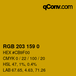 Color code: RGB 203 159 0 | qconv.com
