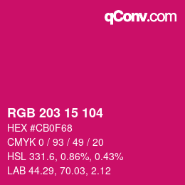 Color code: RGB 203 15 104 | qconv.com