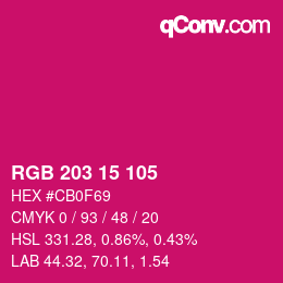Color code: RGB 203 15 105 | qconv.com