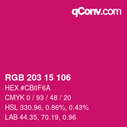 Color code: RGB 203 15 106 | qconv.com