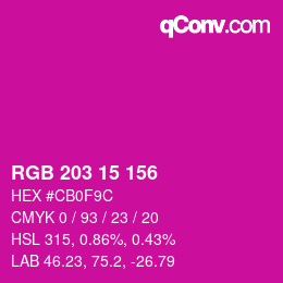 Color code: RGB 203 15 156 | qconv.com