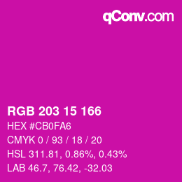 Color code: RGB 203 15 166 | qconv.com
