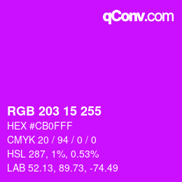 Color code: RGB 203 15 255 | qconv.com