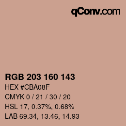 カラーコード: RGB 203 160 143 | qconv.com
