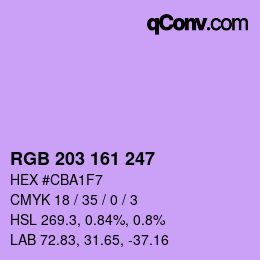Farbcode: RGB 203 161 247 | qconv.com