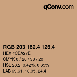 カラーコード: RGB 203 162.4 126.4 | qconv.com
