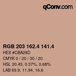 カラーコード: RGB 203 162.4 141.4 | qconv.com