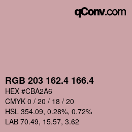 カラーコード: RGB 203 162.4 166.4 | qconv.com