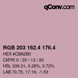 カラーコード: RGB 203 162.4 176.4 | qconv.com