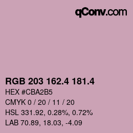 カラーコード: RGB 203 162.4 181.4 | qconv.com