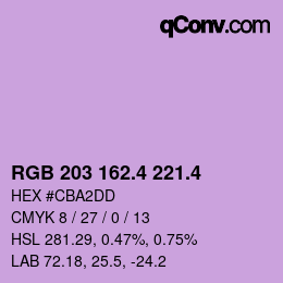 カラーコード: RGB 203 162.4 221.4 | qconv.com