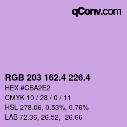 カラーコード: RGB 203 162.4 226.4 | qconv.com