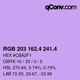 カラーコード: RGB 203 162.4 241.4 | qconv.com