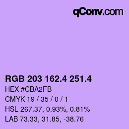 カラーコード: RGB 203 162.4 251.4 | qconv.com