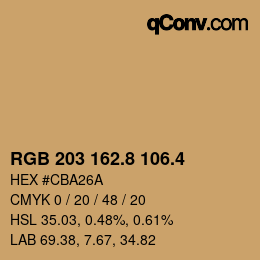 カラーコード: RGB 203 162.8 106.4 | qconv.com