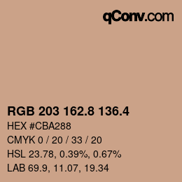 カラーコード: RGB 203 162.8 136.4 | qconv.com