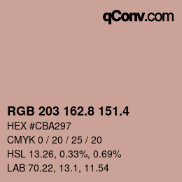 カラーコード: RGB 203 162.8 151.4 | qconv.com