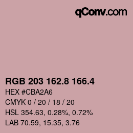 カラーコード: RGB 203 162.8 166.4 | qconv.com