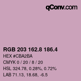 カラーコード: RGB 203 162.8 186.4 | qconv.com