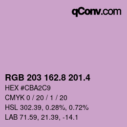カラーコード: RGB 203 162.8 201.4 | qconv.com