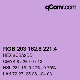 カラーコード: RGB 203 162.8 221.4 | qconv.com