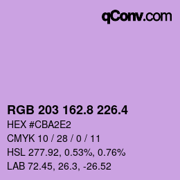 カラーコード: RGB 203 162.8 226.4 | qconv.com