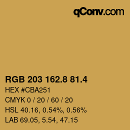 カラーコード: RGB 203 162.8 81.4 | qconv.com
