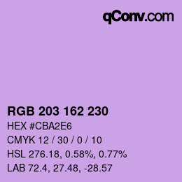 Color code: RGB 203 162 230 | qconv.com