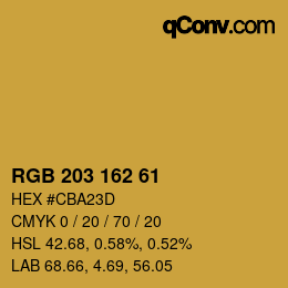 Color code: RGB 203 162 61 | qconv.com