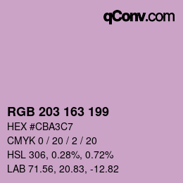 Color code: RGB 203 163 199 | qconv.com