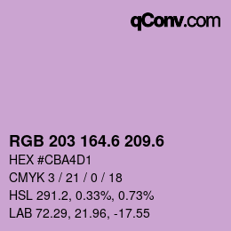 カラーコード: RGB 203 164.6 209.6 | qconv.com