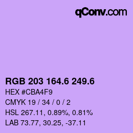 カラーコード: RGB 203 164.6 249.6 | qconv.com
