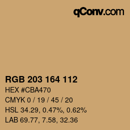 カラーコード: RGB 203 164 112 | qconv.com