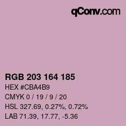 カラーコード: RGB 203 164 185 | qconv.com