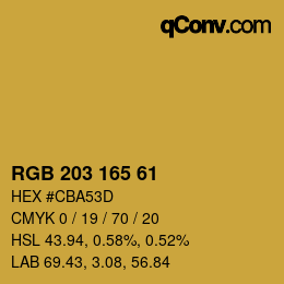カラーコード: RGB 203 165 61 | qconv.com