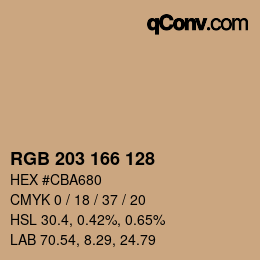 カラーコード: RGB 203 166 128 | qconv.com
