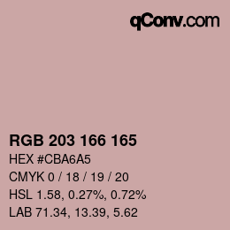 Color code: RGB 203 166 165 | qconv.com