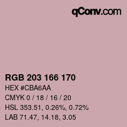 Farbcode: RGB 203 166 170 | qconv.com
